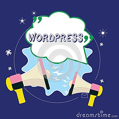 Conceptual hand writing showing Wordpress. Business photo showcasing free source publishing software that can installed web server Stock Photo