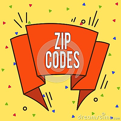 Conceptual hand writing showing Zip Codes. Business photo showcasing numbers added to a postal address to assist the Stock Photo