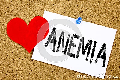 Conceptual hand writing text caption inspiration showing Anemia concept for Medical Diagnosis Iron deficiency aplastic and Love wr Stock Photo