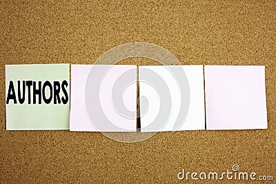 Conceptual hand writing text caption inspiration showing Authors Business concept for Word Message Text Typography on the colourfu Stock Photo