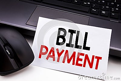 Conceptual hand writing text caption inspiration showing Bill Payment. Business concept for Billing Pay Costs written on sticky no Stock Photo