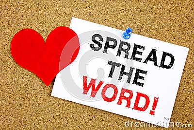 Conceptual hand writing text caption inspiration showing Spread The Word concept for Announcement Business Marketing Message and L Stock Photo