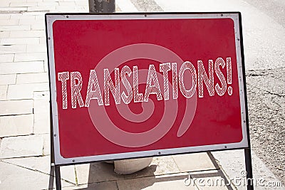 Conceptual hand writing text caption inspiration showing Translations. Business concept for Translate Explain Plead Book Language Stock Photo