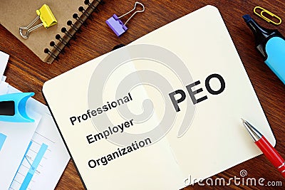 Conceptual hand written text showing Professional Employer Organization PEO Stock Photo