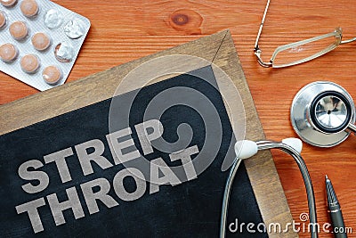 Conceptual hand written text showing Strep throat Stock Photo