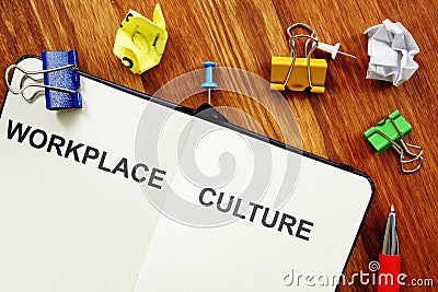 Conceptual hand written text showing workplace culture Stock Photo