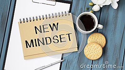 Conceptual handwriting showing New Mindset written on Notebook Book Stock Photo