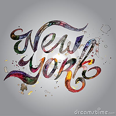 Conceptual handwritten phrase New York City on a Vector Illustration