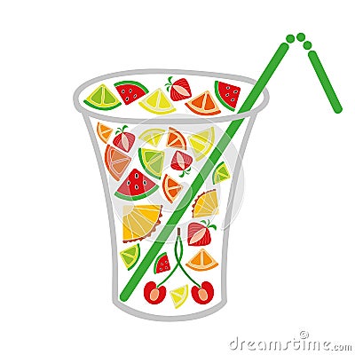 Conceptual illustration with different hand drawn fruit slices. Vector Illustration