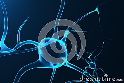 Conceptual illustration of neuron cells with glowing link knots. Synapse and Neuron cells sending electrical chemical Cartoon Illustration