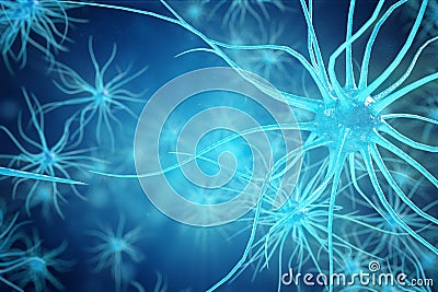 Conceptual illustration of neuron cells with glowing link knots. Synapse and Neuron cells sending electrical chemical Cartoon Illustration