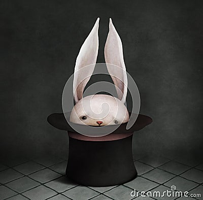 Bunny in hat. Cartoon Illustration