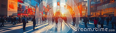 conceptual image blending the vibrancy of a crowded environment with the solitude of a deserted space, emphasizing their Stock Photo