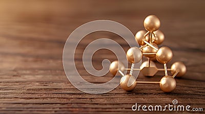 Conceptual image depicting hierarchy within a company with a topdown structure made of gold wires on rustic wood Stock Photo