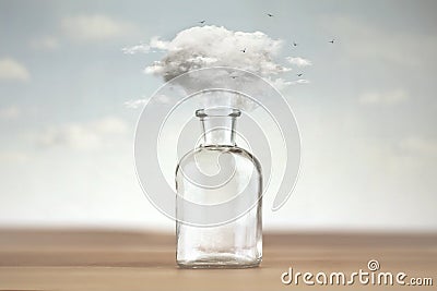 Conceptual image of freedom with a cloud coming out of a vase that contained it Stock Photo