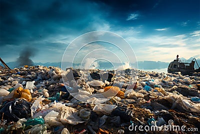 Conceptual image, Household waste accumulates, echoing global pollution issues Stock Photo