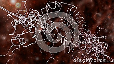 Conceptual image with neuron cell in abstract space Cartoon Illustration