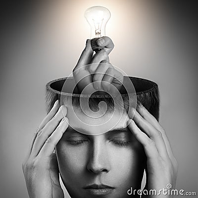 Conceptual image of a open minded man Stock Photo