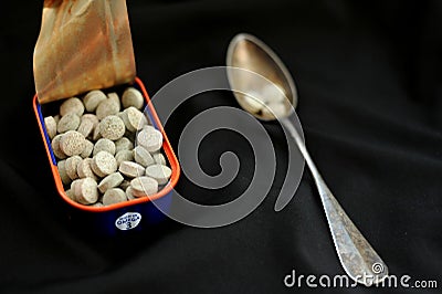 Conceptual image with chemical pills as our most used ingredient, chemicals are part of of daily life Stock Photo