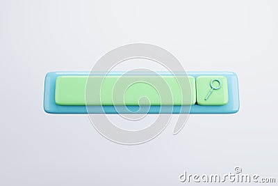conceptual image of a search bar with a loupe, cast in soft green and blue tones. Technology concept. Stock Photo