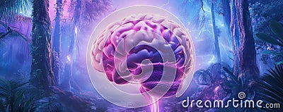 Conceptual Image A Sleek, Modern Visualization of Brain Evolution and Neuroplasticity The image depicts a vibrant, evolving brain Stock Photo