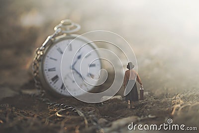 Conceptual image of a small business woman running against the clock Stock Photo