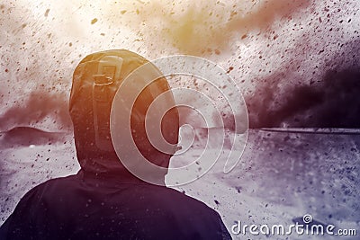 Conceptual image of young female person facing uncertain future Stock Photo