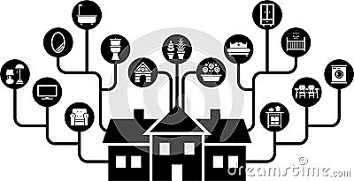 A house and all its furnishings Vector Illustration