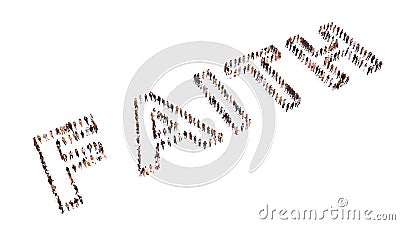 Conceptual large community of people forming FAITH word. 3d illustration metaphor to belief, religion, prayer, God Cartoon Illustration