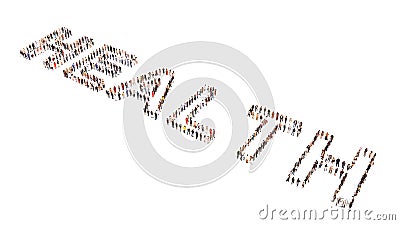 Conceptual large community of people forming HEALTH word. 3d illustration metaphor for medicine, therapy, nutrition Cartoon Illustration