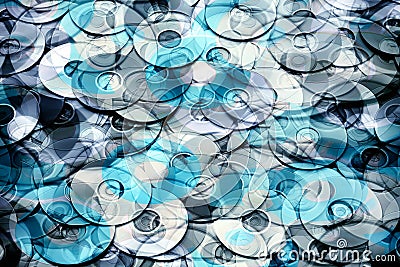 Data storage conceptual layered blue abstraction of DVD and CD data storage disks Stock Photo