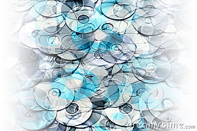 Conceptual layered blue abstraction of DVD and CD data storage disks creates data technology background with gradient Stock Photo
