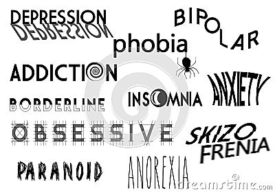 Conceptual logos - Mental disorders logos Stock Photo