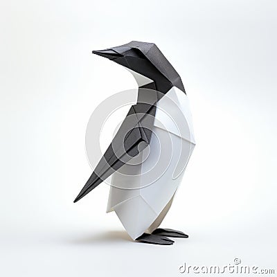 Conceptual Minimalism Hyperrealistic Origami Penguin With Bold Structural Designs Stock Photo