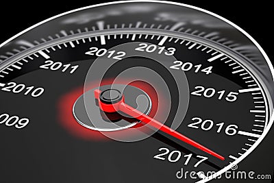 Conceptual 2017 New Year Speedometer. 3d Rendering Stock Photo