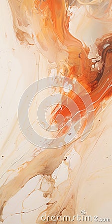 Fluid Transitions A Vibrant Painting With Orange, White, And Light Brown Stock Photo