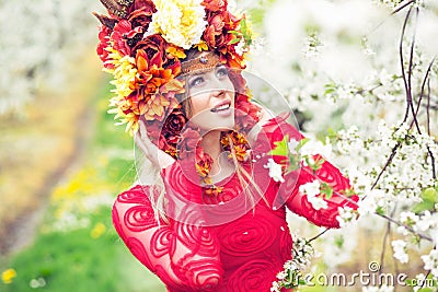 Conceptual photo of the blond Lady Spring Stock Photo