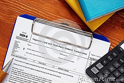 Conceptual photo about Form 1099-K Payment Card and Third Party Network Transactions with written text Stock Photo