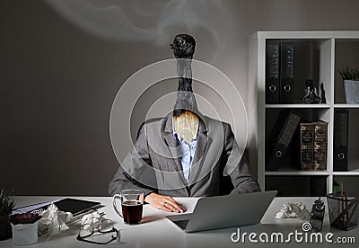 Conceptual photo illustrating burnout syndrome at work Stock Photo