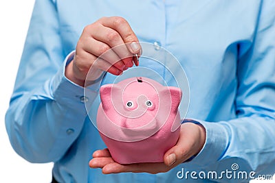 Conceptual photo - saving money. Close-up of a han Stock Photo