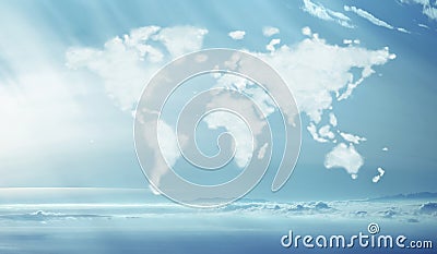 Conceptual picture of dense clouds in the worldwide shape Stock Photo