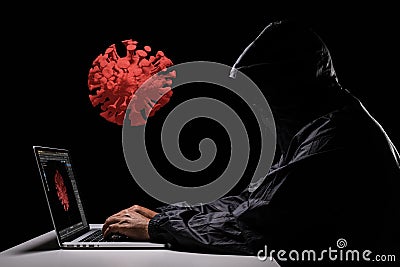 Conceptual picture of Unidentified Bioengineer creating COVID-19 virus Stock Photo
