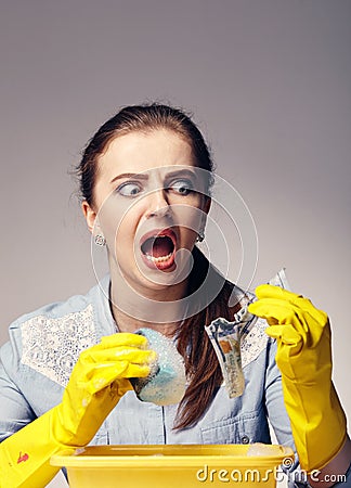 Conceptual image on which the woman launder shady money Stock Photo