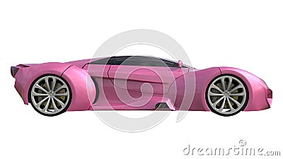 Conceptual pink racing car. 3d illustration. Cartoon Illustration