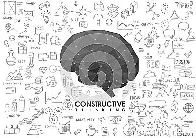 Conceptual Polygonal Brain. Abstract illustration. Vector Illustration