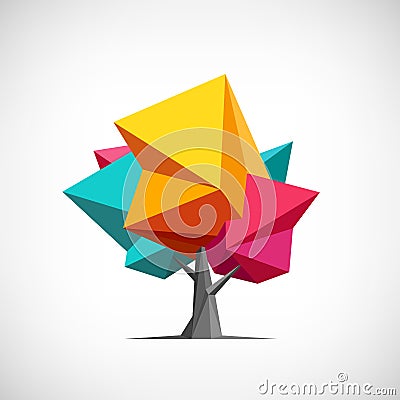 Conceptual polygonal tree. Abstract vector Vector Illustration