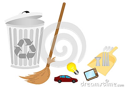 Conceptual recycle illustration with broom Vector Illustration