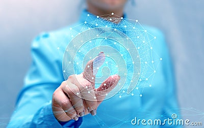 Conceptual representation of data protection in the global Internet using artificial intelligence technology and successful busine Stock Photo