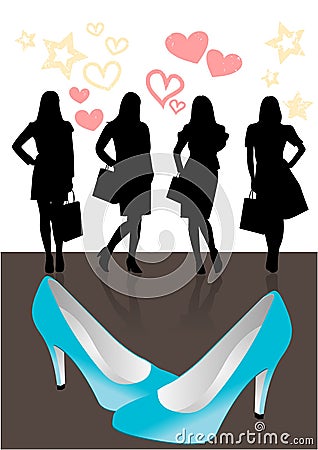 Conceptual sale illustration with women shapes Vector Illustration