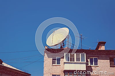 conceptual of satellite and antenna Stock Photo